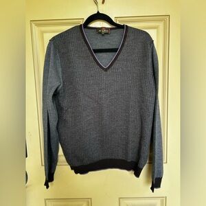 Etro Gray V-Neck Sweater Merino wool Large